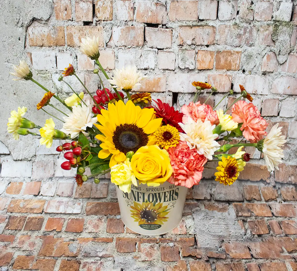 Sunflower Harvest Tin Bouquet