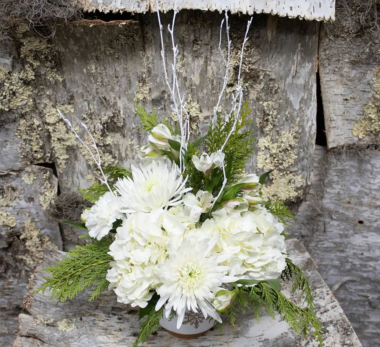 Snow and Evergreen Bouquet